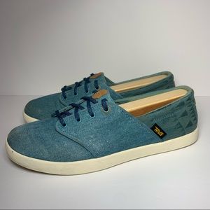 Teva Willow Lace up sneaker shoes Teal Turquoise Boho Aztec Print, Women's 8